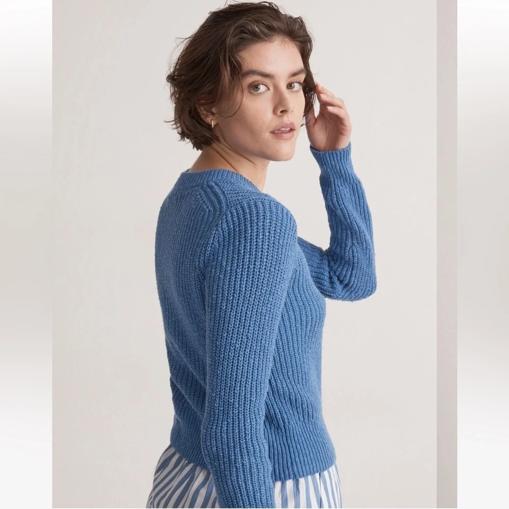 MADEWELL | Textural-Knit Cardigan Sweater hermitage blue - Picture 4 of 9
